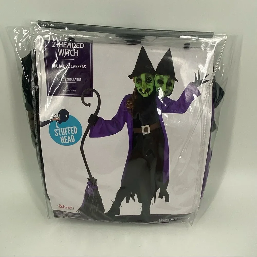 Two-Headed Witch Kids Halloween costume Costume - Purple and Black size L